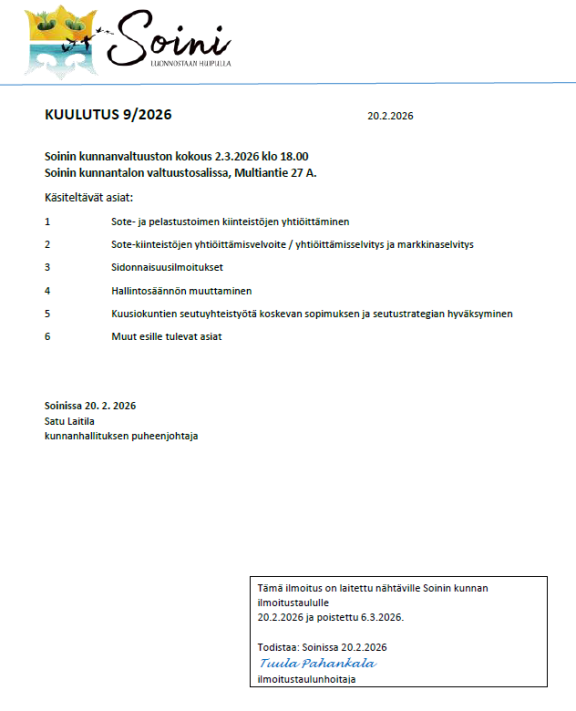 kuulutus-9-2026-kunnanvaltuuston-kokouskutsu-2-3-2026-soini